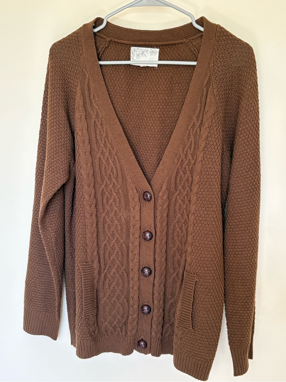 Debbie Morgan Brown Cable Knit Cardigan